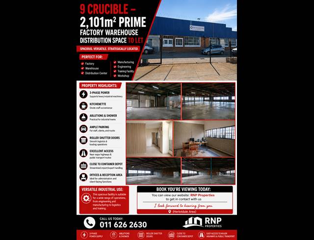 Warehouse property to rent in HERIOTDALE